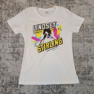 Lindsey Stirling Shirt Women's XL White 2018 Summer Tour Shirt Concert Band